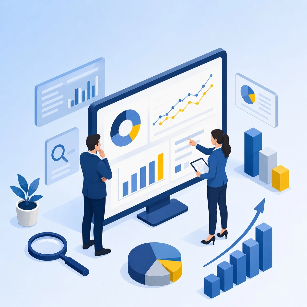 Investment and stock market analysis illustration